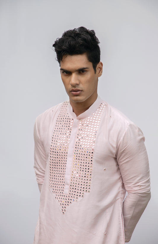 PINK VINTAGE MIRROR KURTA SET