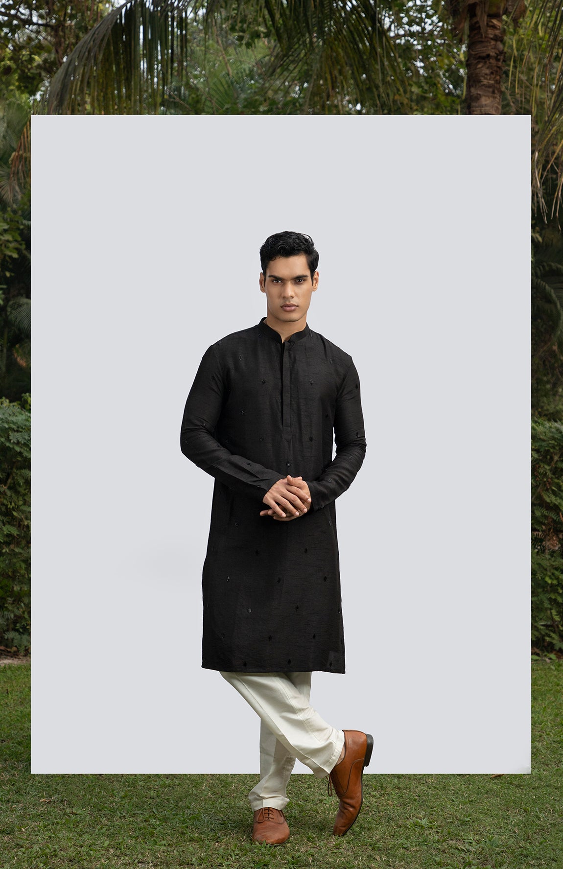 BLACK PINTUCK KURTA SET