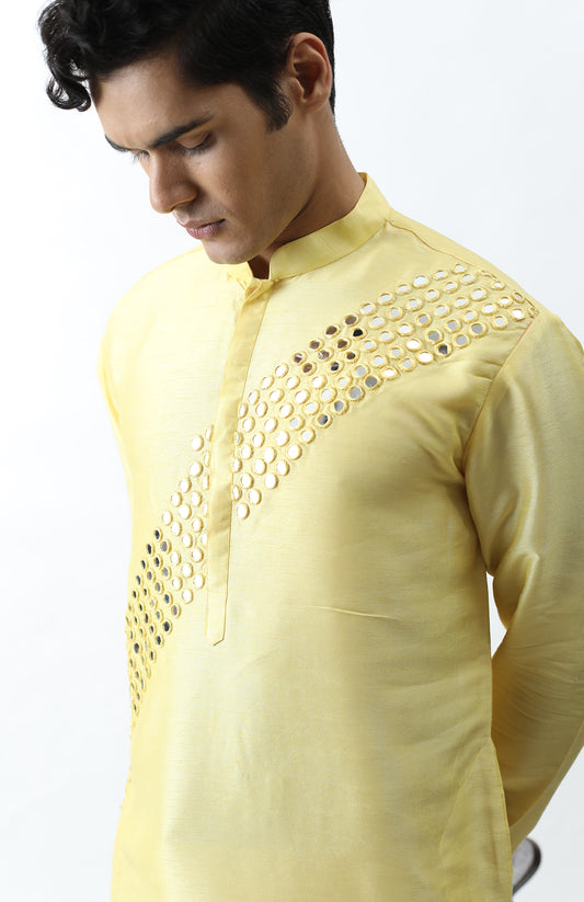 YELLOW MIRROR KURTA SET