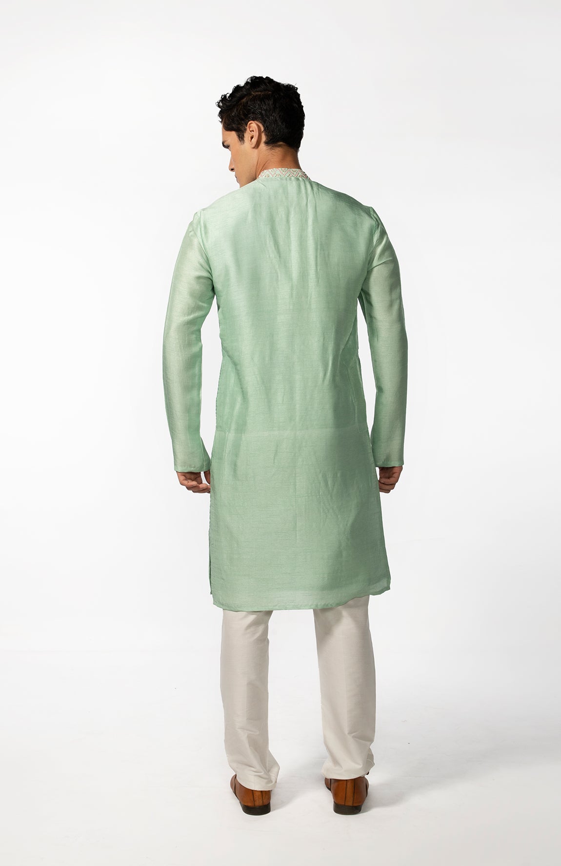 SEA GREEN HAND EMBROIDERED KURTA SET