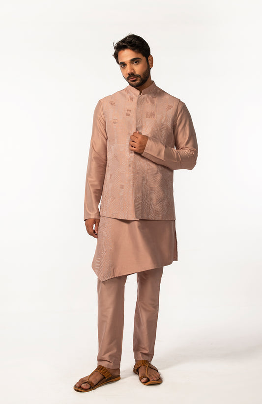 ONION EMBROIDERY BUNDI WITH ONION EMBRIODERY KURTA SET