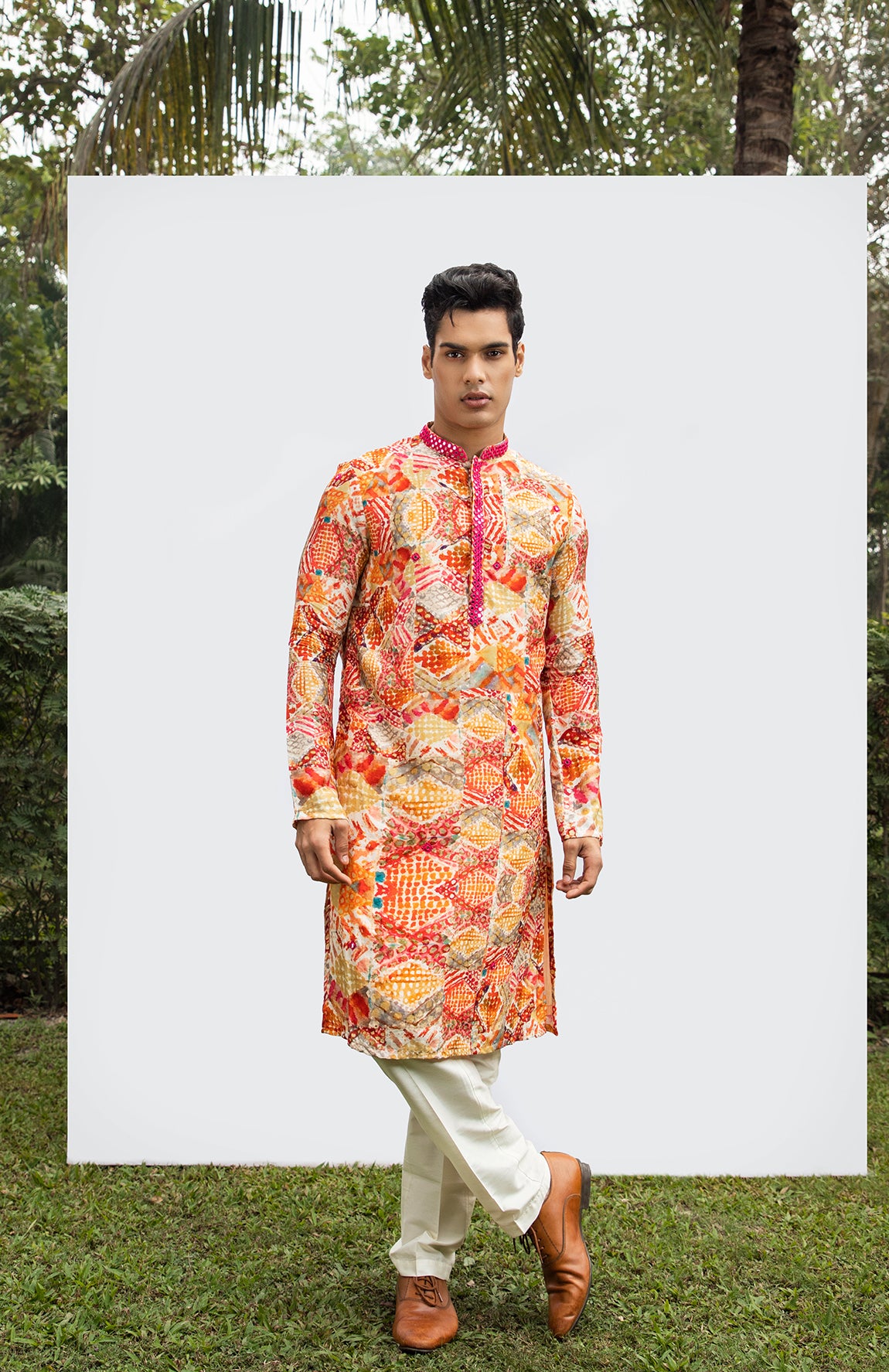 DIAMOND PRINTED MIRROR CHEETA KURTA SET