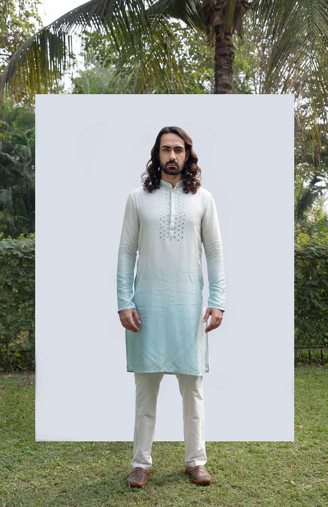 ICE BLUE OMBRE MIRROR KURTA SET