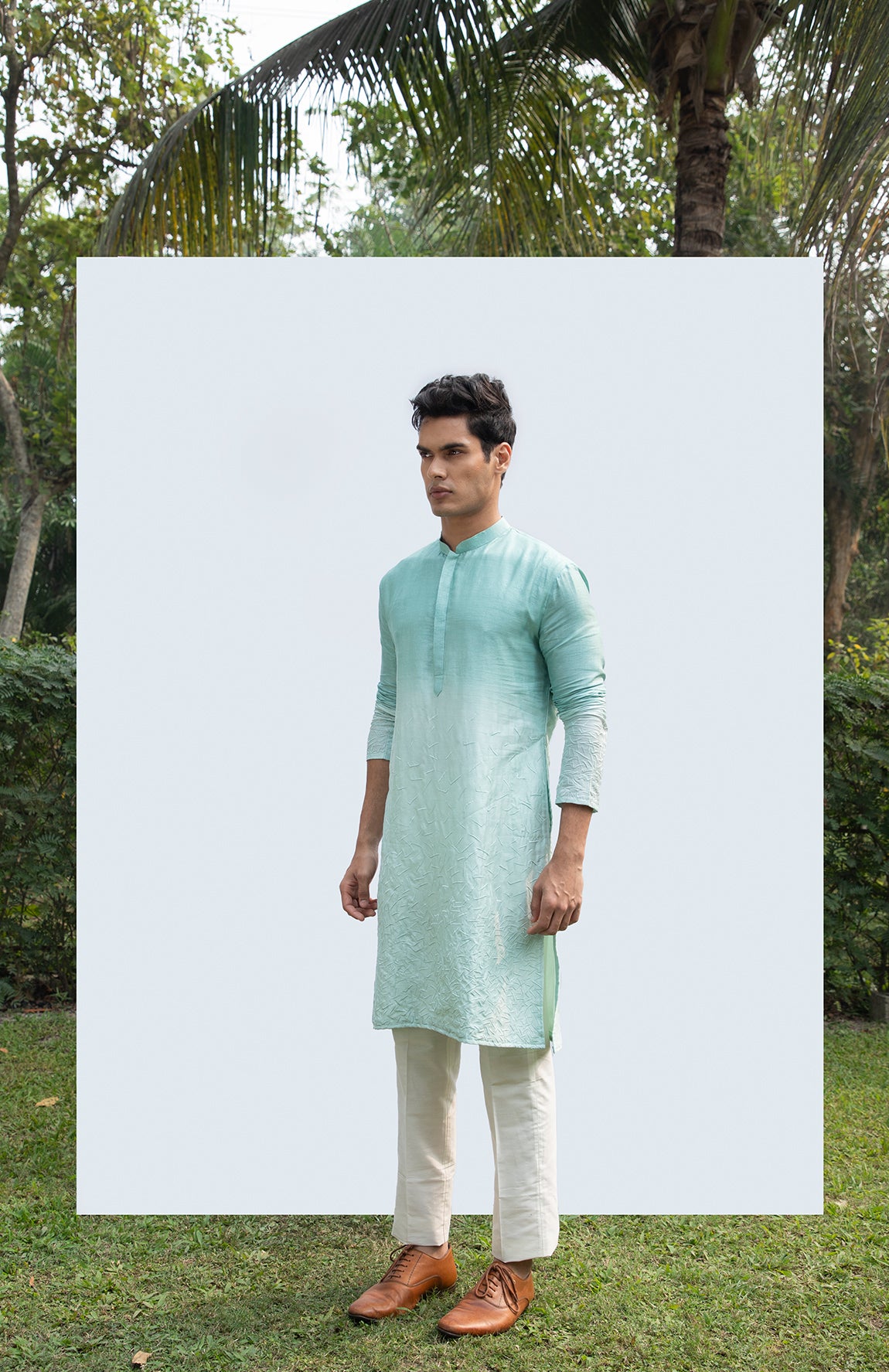 AQUA SHADED ABSTRACT KURTA SET