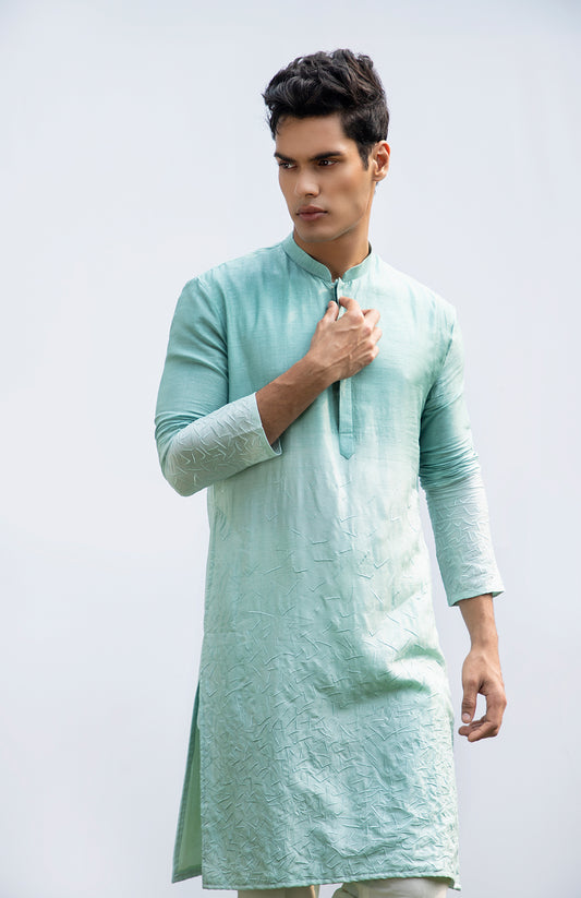 AQUA SHADED ABSTRACT KURTA SET