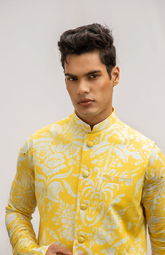 YELLOW PRINTED BUNDI