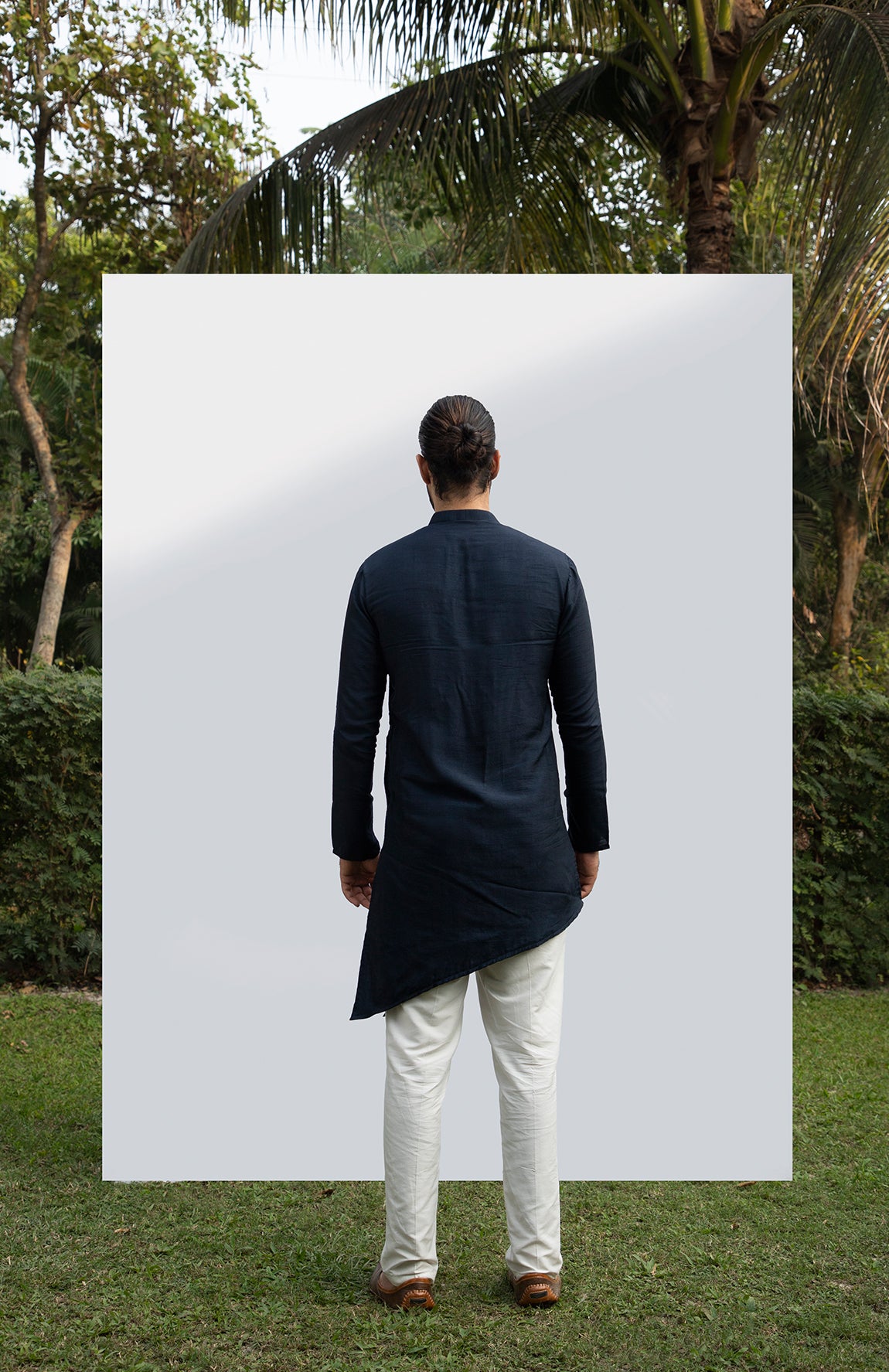 NAVY BLUE ASYMMETRICAL KURTA SET