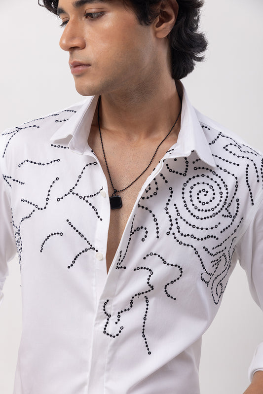 ABSTRACT DOTS- HAND EMBROIDERED DESIGNER SHIRT