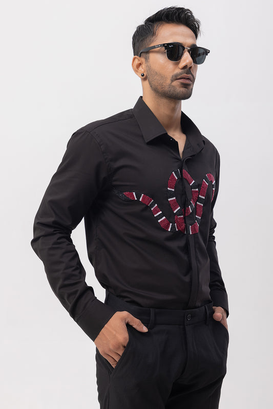 RED SNAKE - HAND EMBROIDERED DESIGNER SHIRT