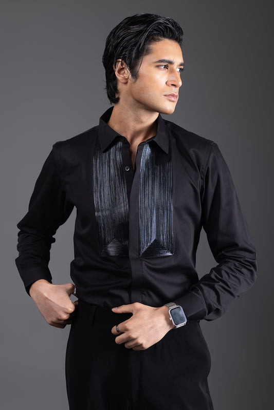 LEATHER - HAND EMBROIDERED DESIGNER SHIRT