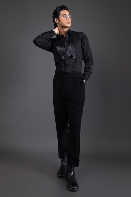 LEATHER - HAND EMBROIDERED DESIGNER SHIRT