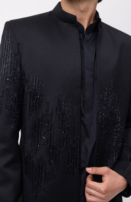 CABLE THREADS - INDOWESTERN OPEN JACKET KURTA SET WITH TROUSERS