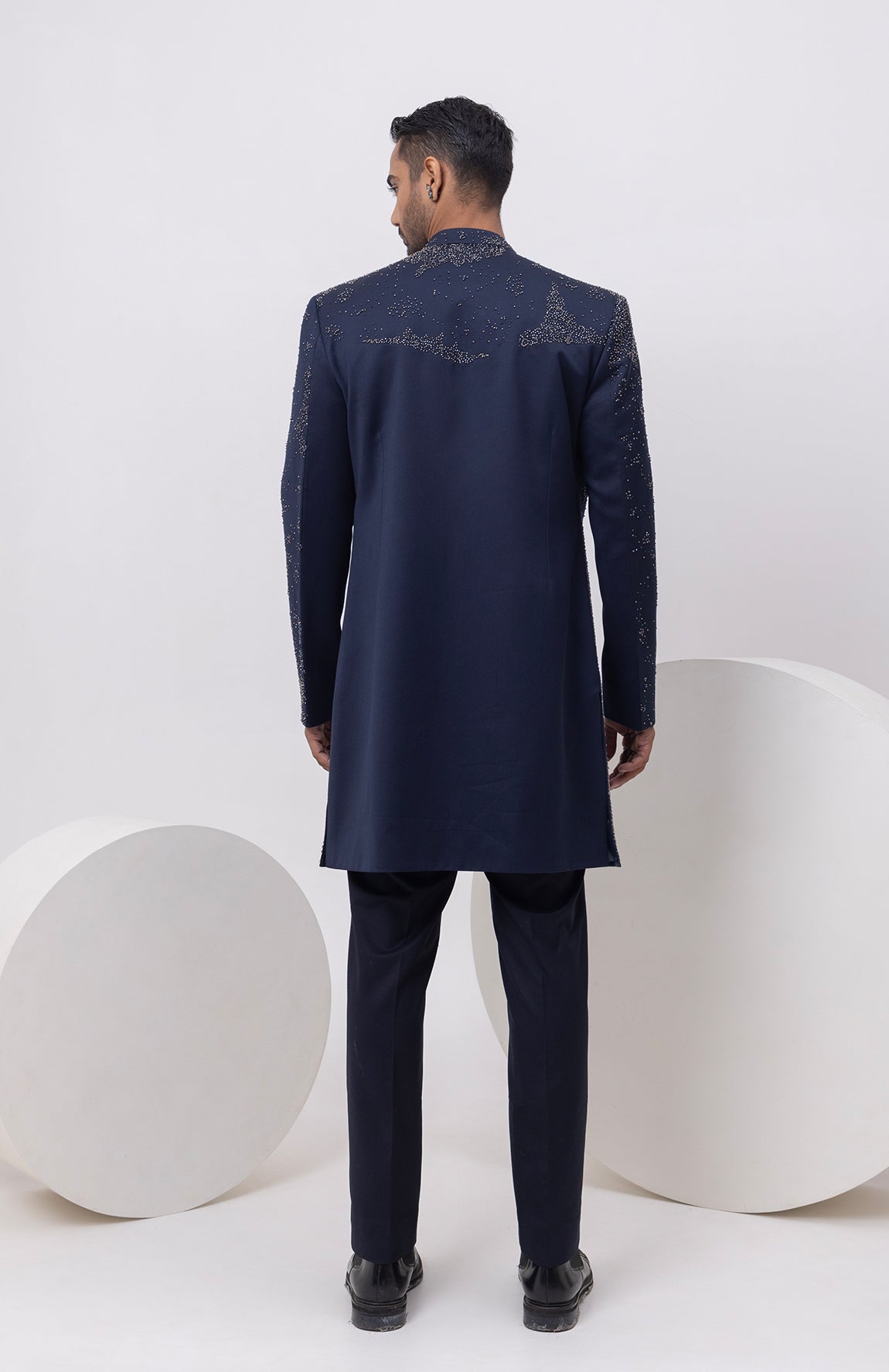 STARRY NIGHT INDOWESTERN LONG ACHKAN AND TROUSER SET