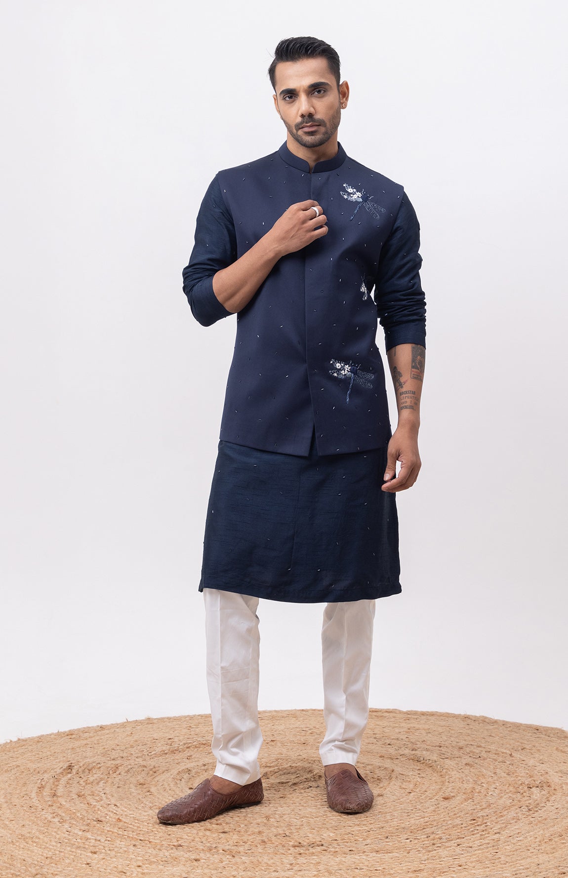 FIREFLY DESIGNER NEHRU JACKET / BUNDI WITH KURTA & PANT SET