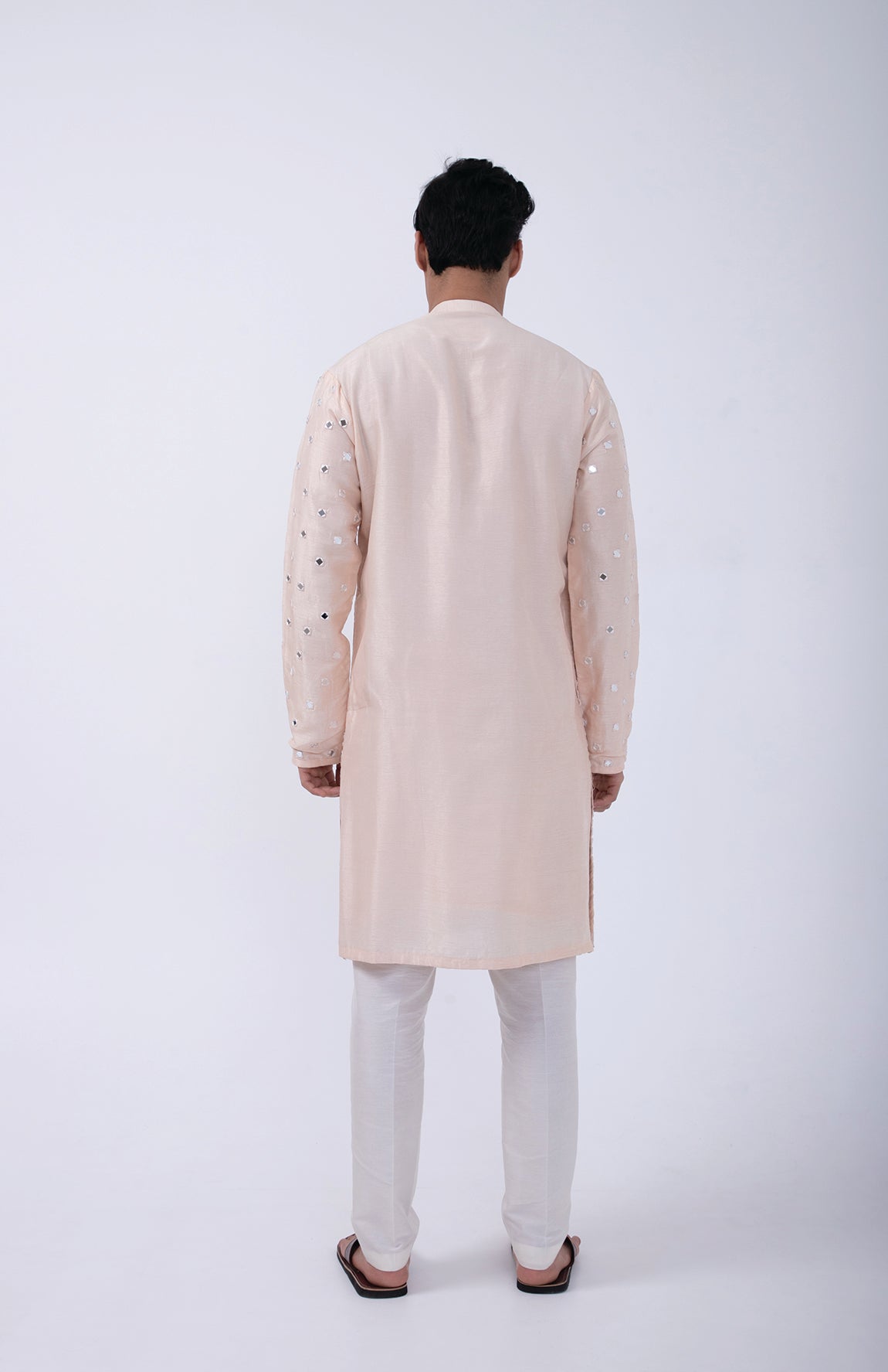 PEACH HEAVY MIRROR WORLD KURTA SET