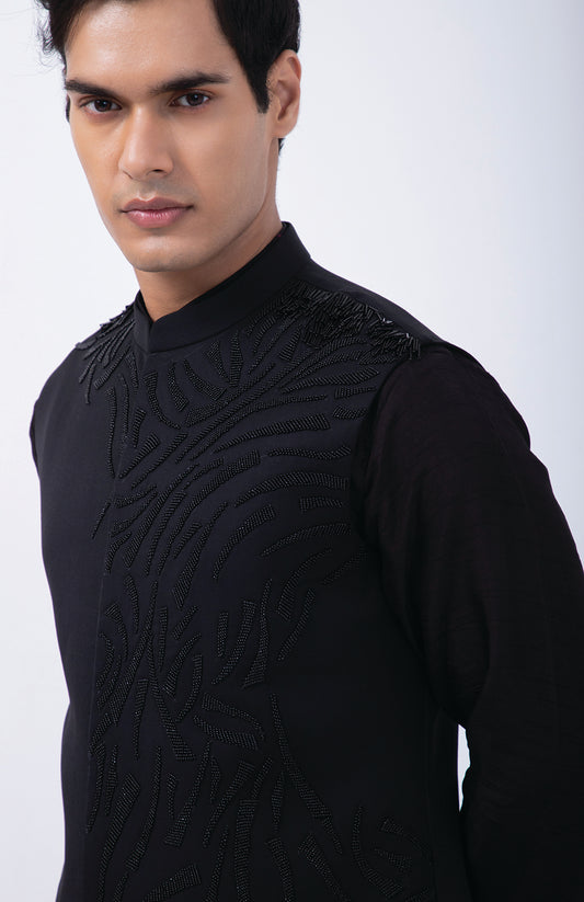 BLACK 3D EMBRIODERED BUNDI