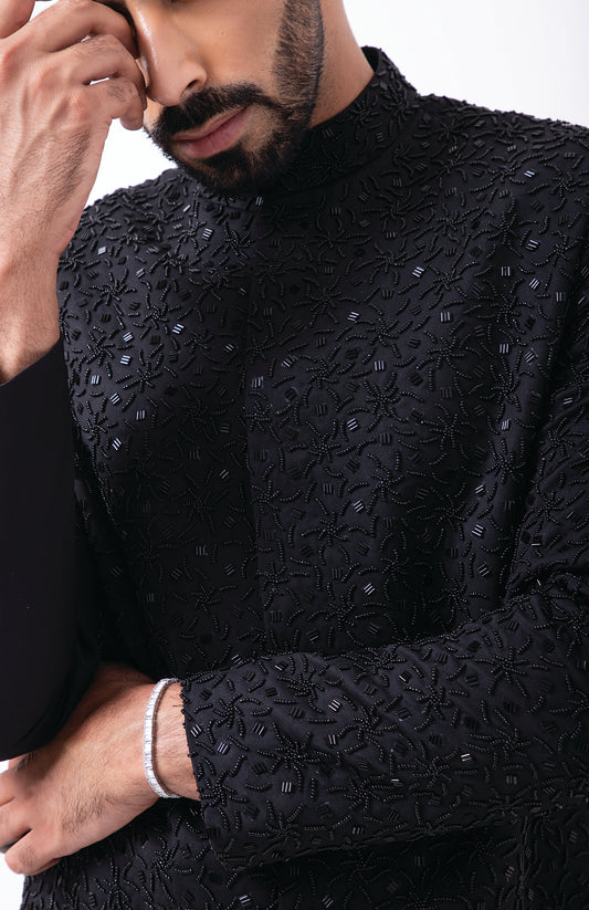 BLACK HEAVY WEB HAND EMBRIODERED INDOWESTERN