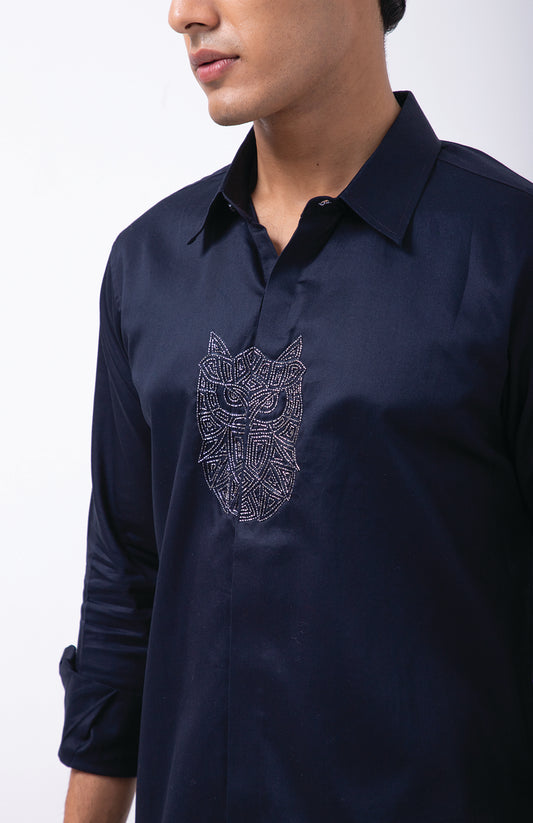 NAVY BLUE OWL SHIRT