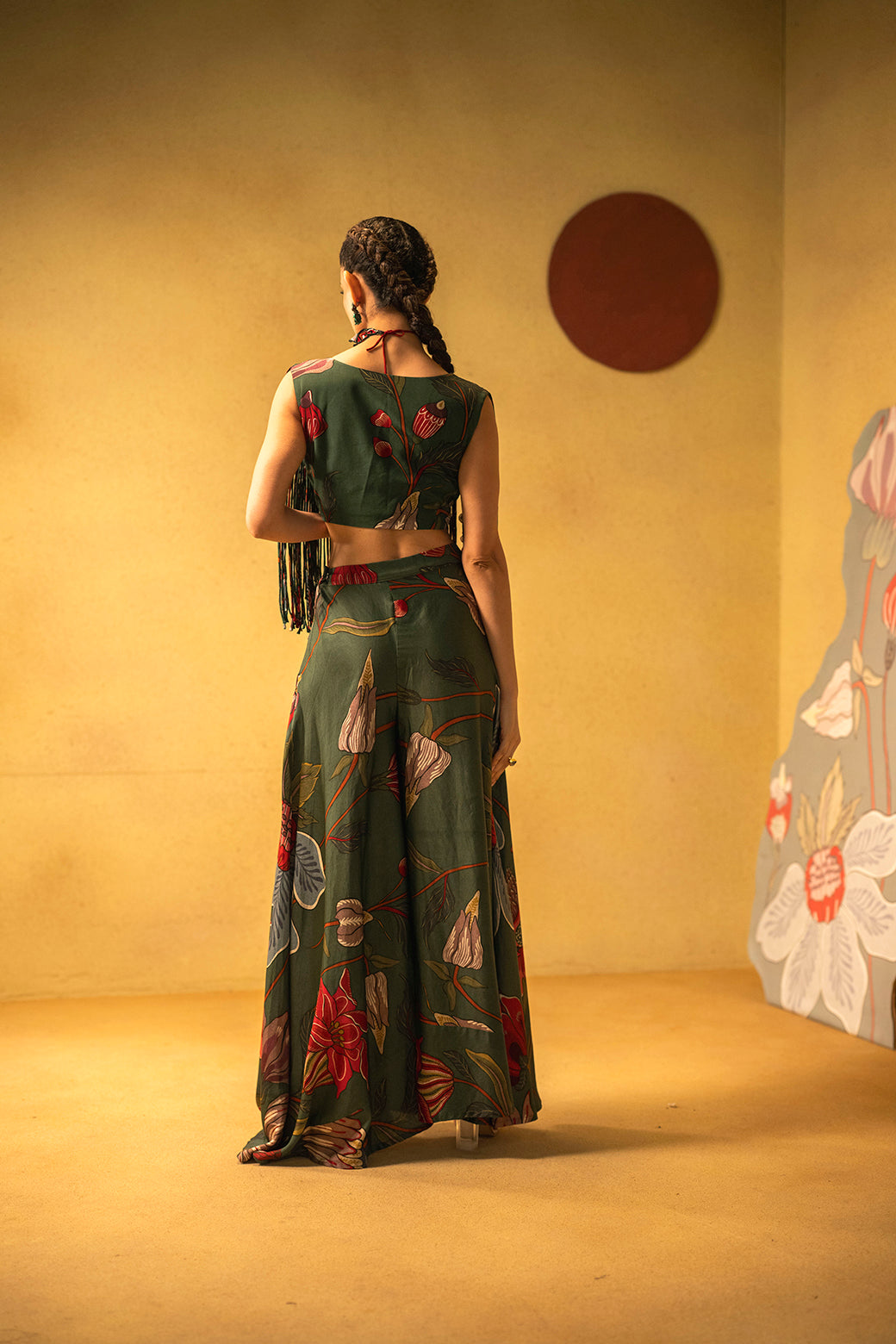 GREEN FLORA FRINGE SET