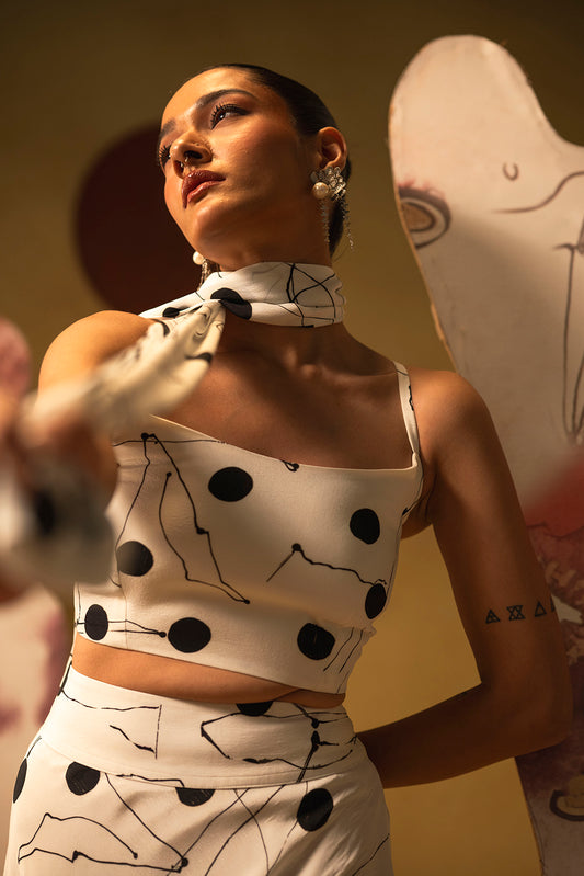 Polka abstract A-line skirt set