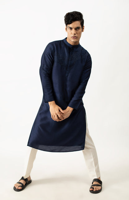 MIDNIGHT BLUE EMBELLISHED KURTA SET