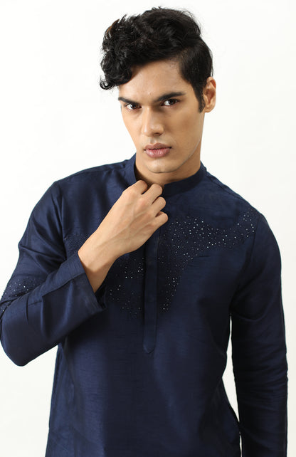 MIDNIGHT BLUE EMBELLISHED KURTA SET