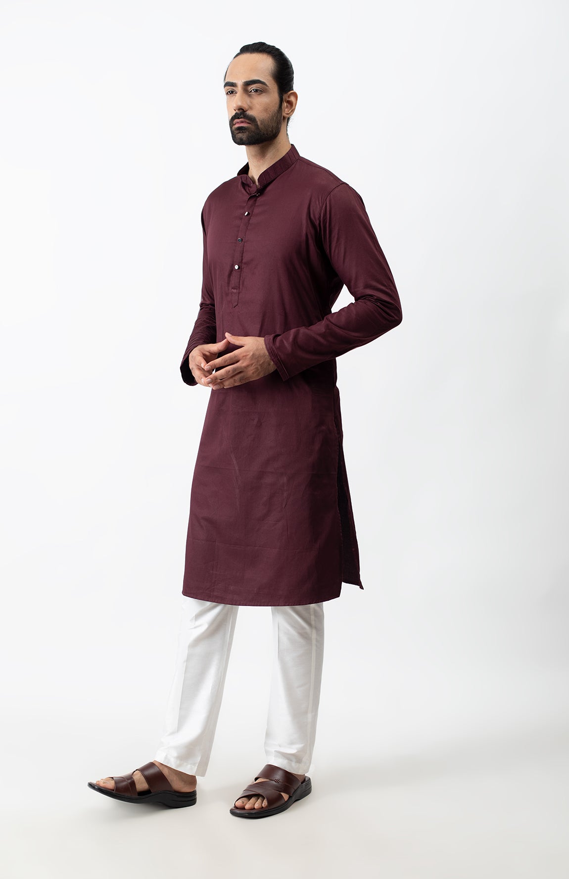 WINE PINTUCK KURTA SET