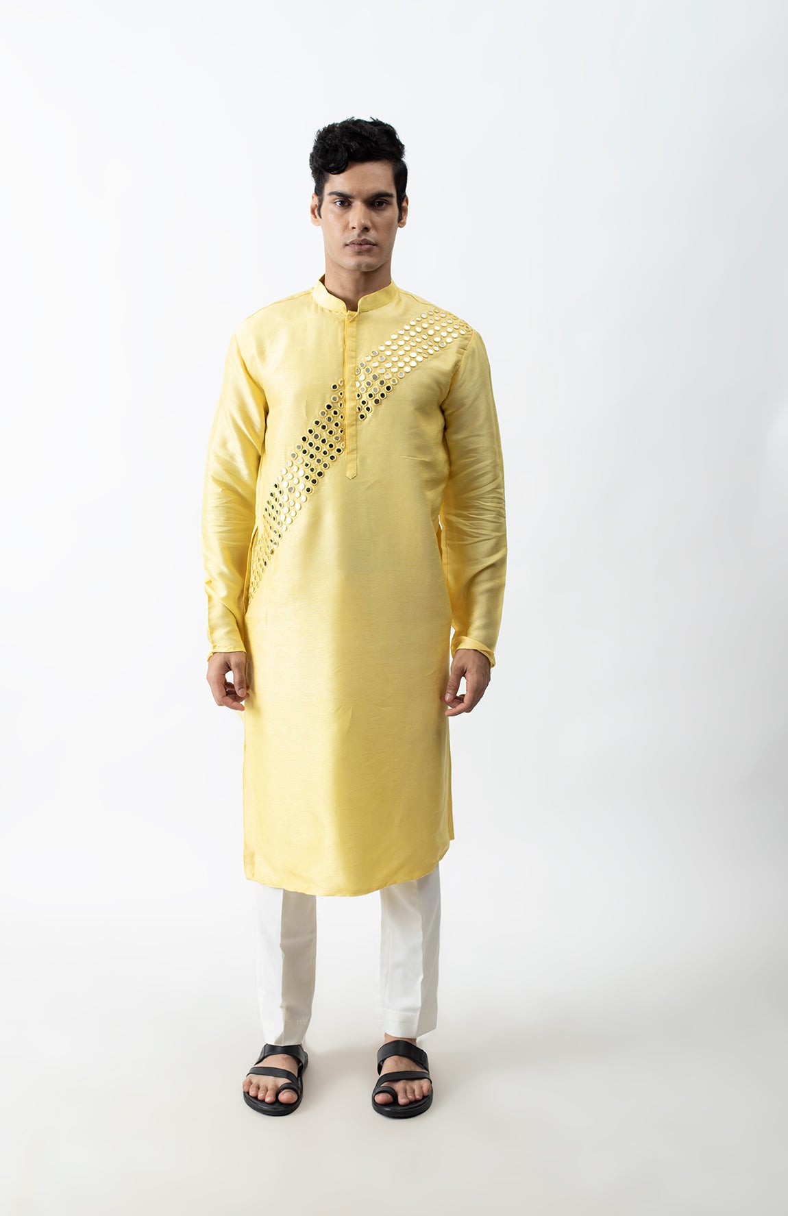 YELLOW MIRROR KURTA SET
