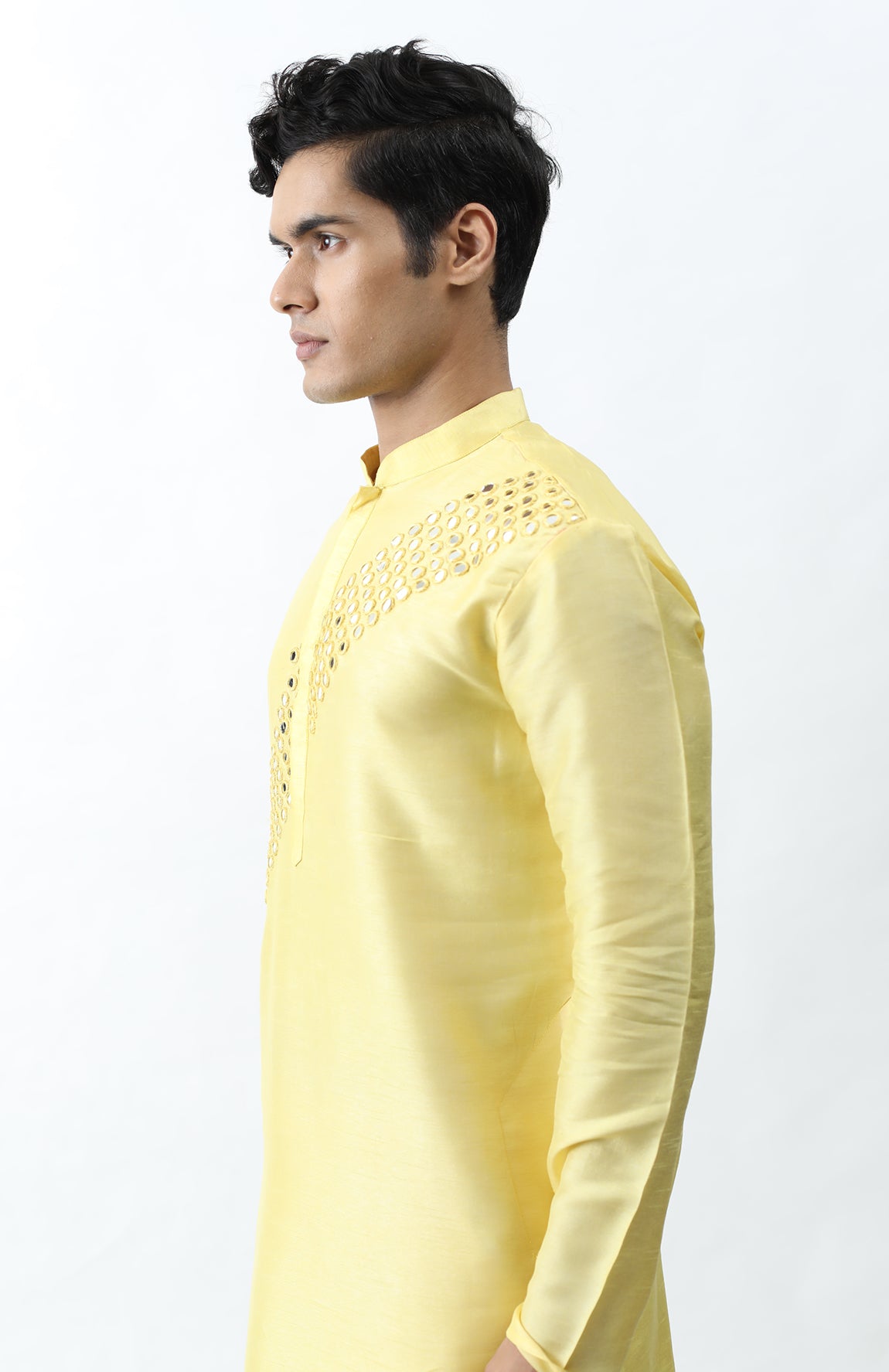 YELLOW MIRROR KURTA SET