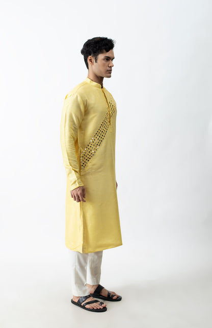 YELLOW MIRROR KURTA SET