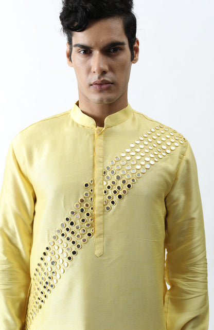YELLOW MIRROR KURTA SET