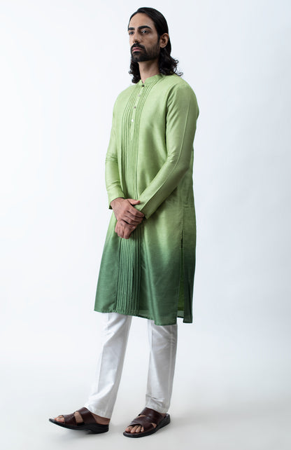 GREEN OMBRE CORD KURTA SET
