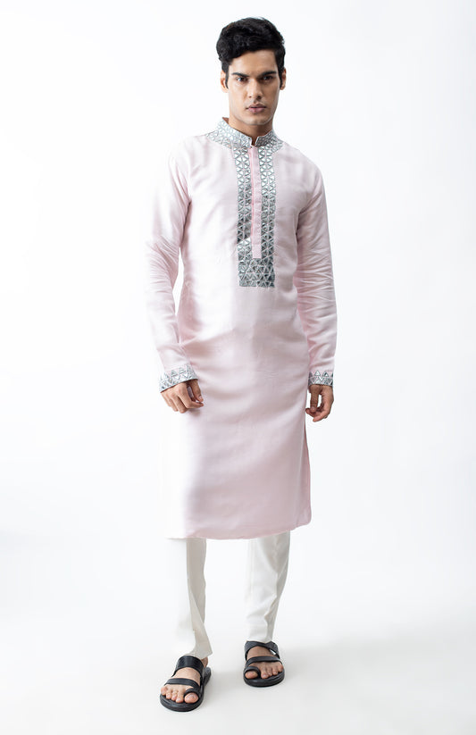 LIGHT PINK APPLIQUE KURTA SET