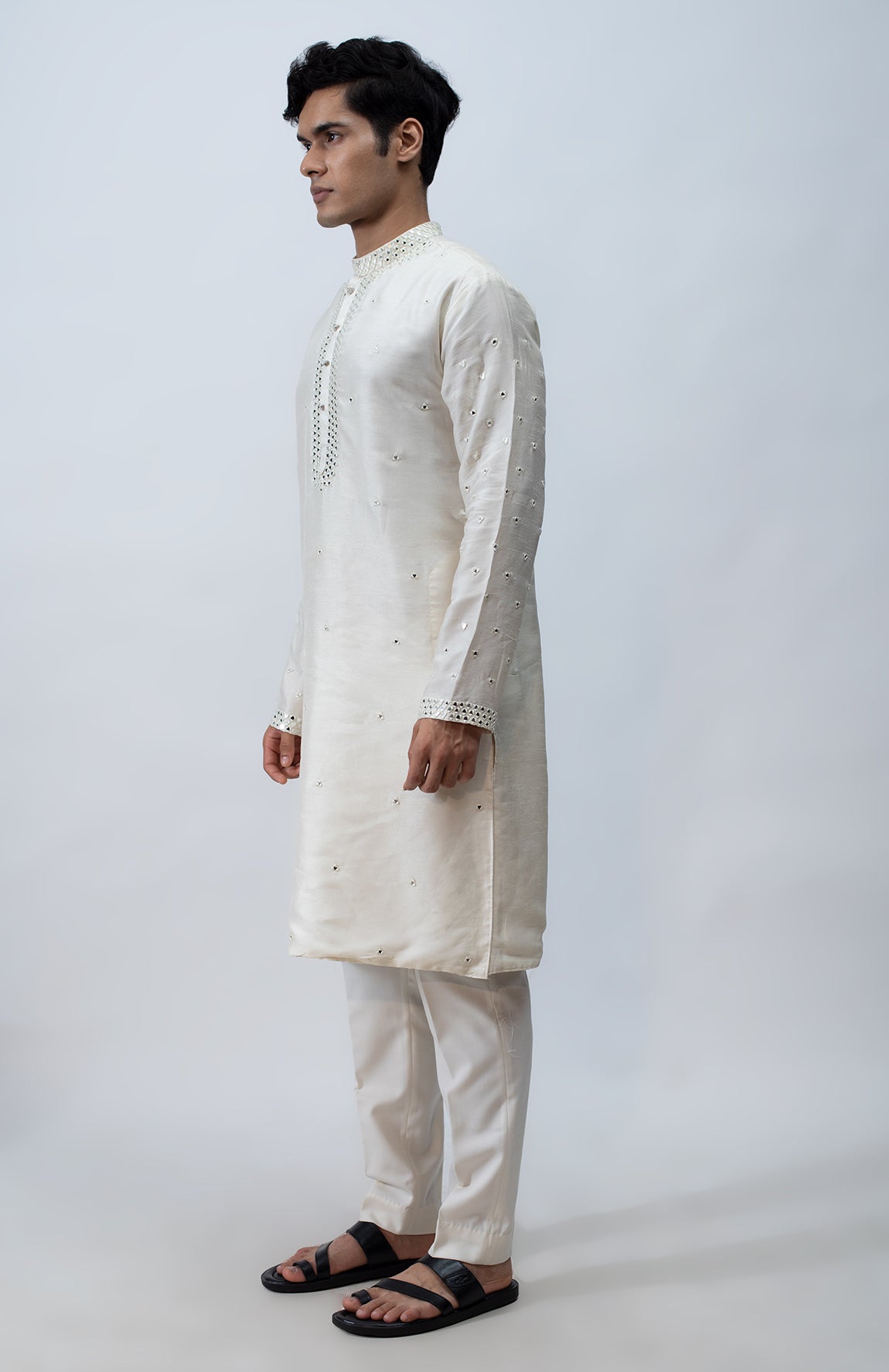 IVORY MIRRORWORK KURTA SET