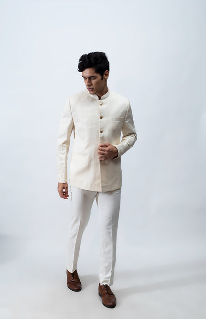 IVORY EMBROIDERED BANDHGALA SET