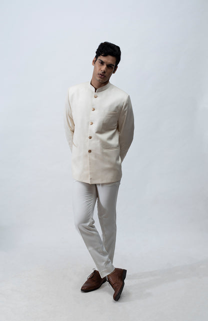 IVORY EMBROIDERED BANDHGALA SET