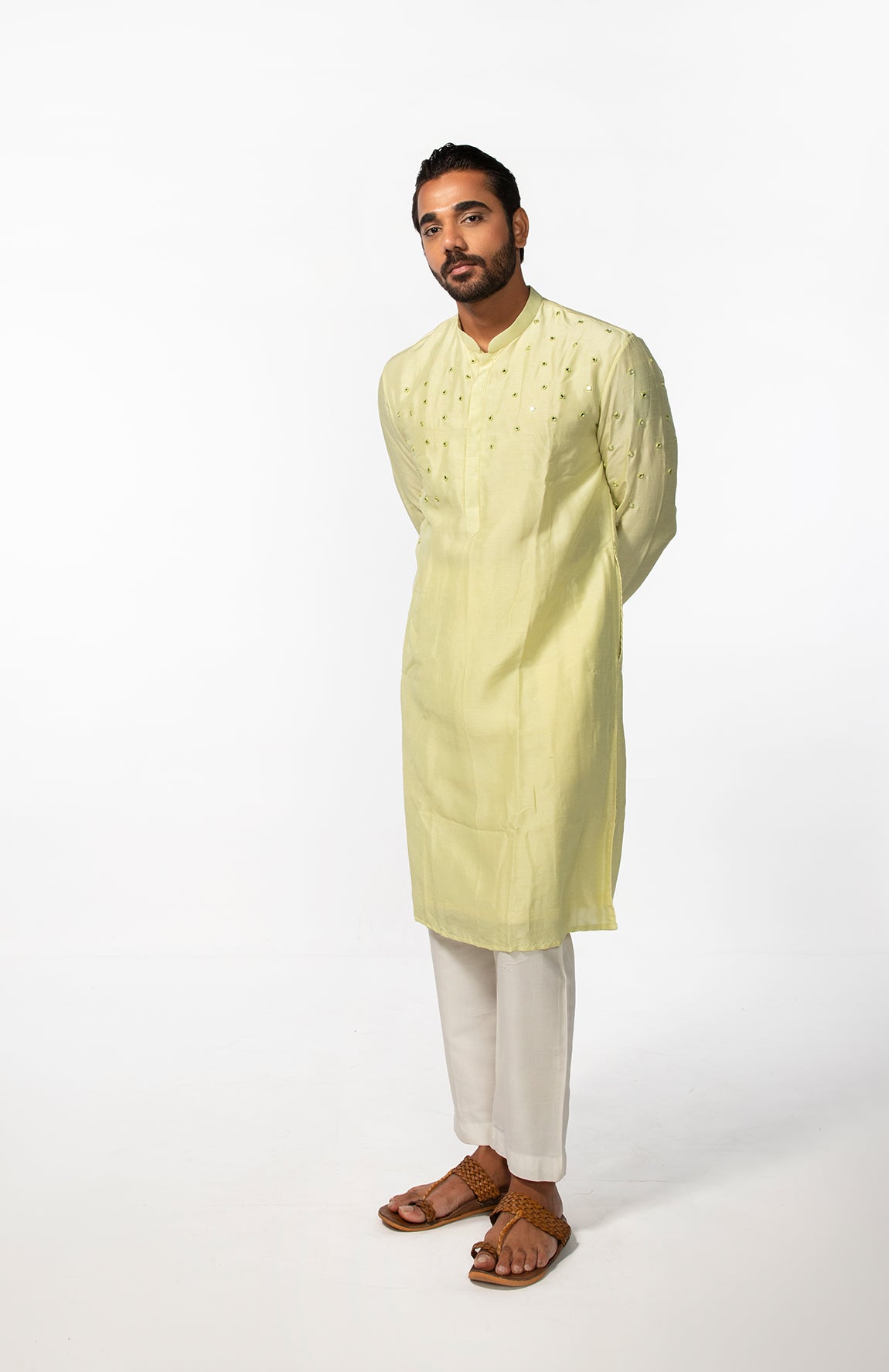 MINT GREEN ABSTRACT MIRROR KURTA SET