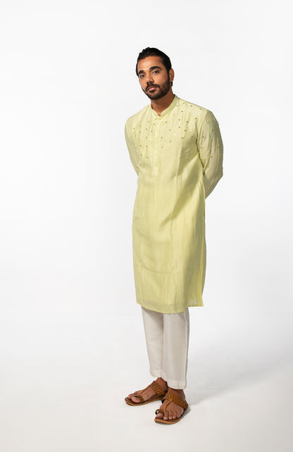 MINT GREEN ABSTRACT MIRROR KURTA SET