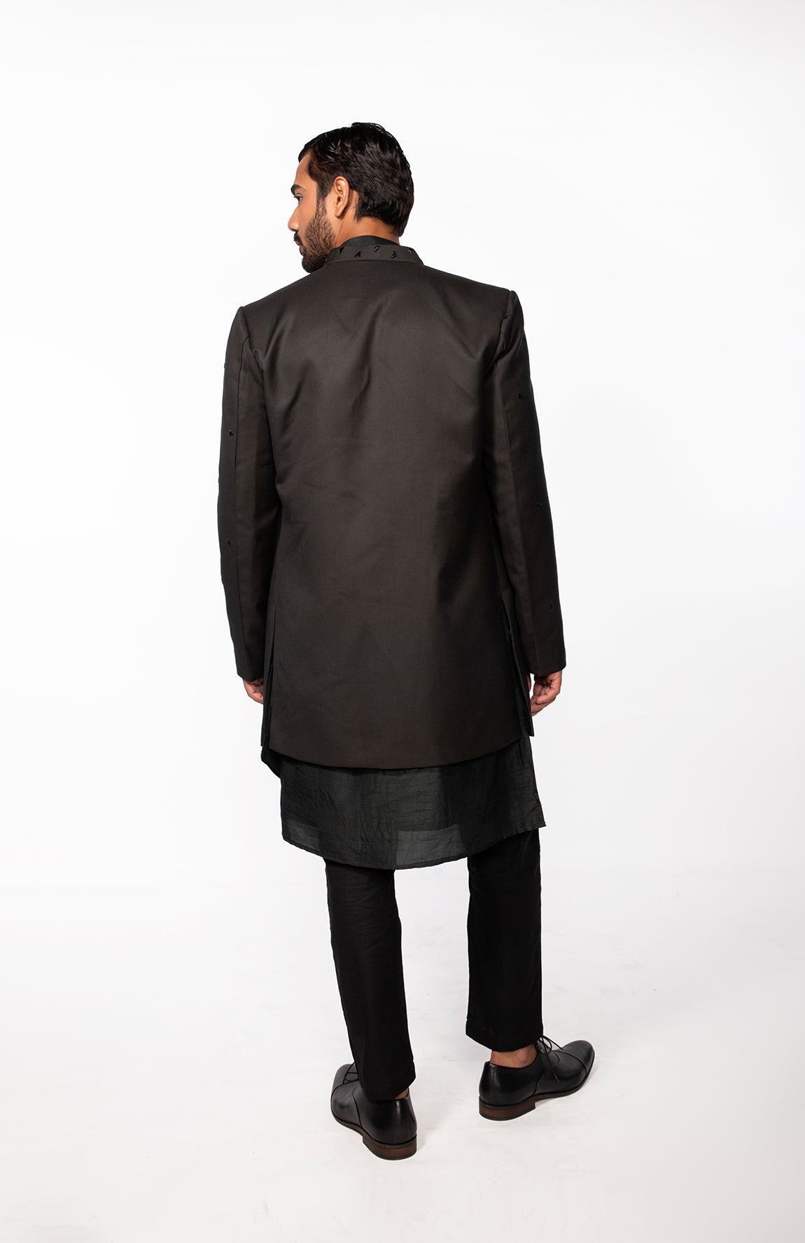 OLIVE EMBROIDERED OPEN JACKET
