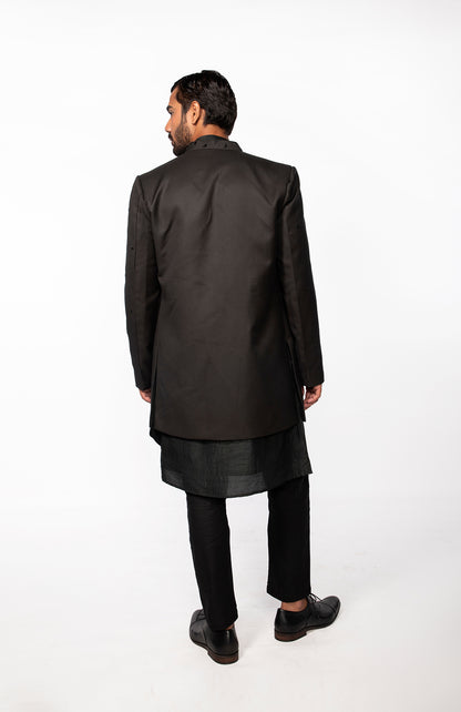 OLIVE EMBROIDERED OPEN JACKET