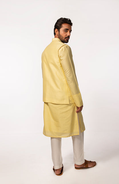 YELLOW EMBROIDERY BUNDI