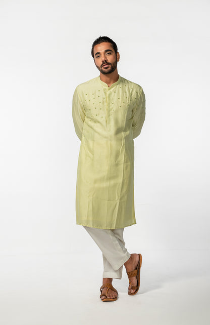 MINT GREEN ABSTRACT MIRROR KURTA SET