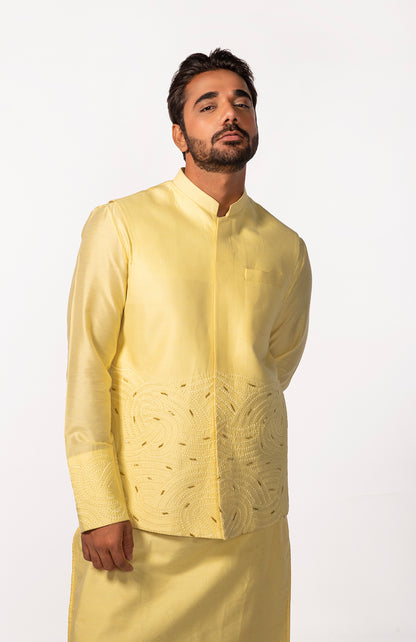YELLOW EMBROIDERY BUNDI