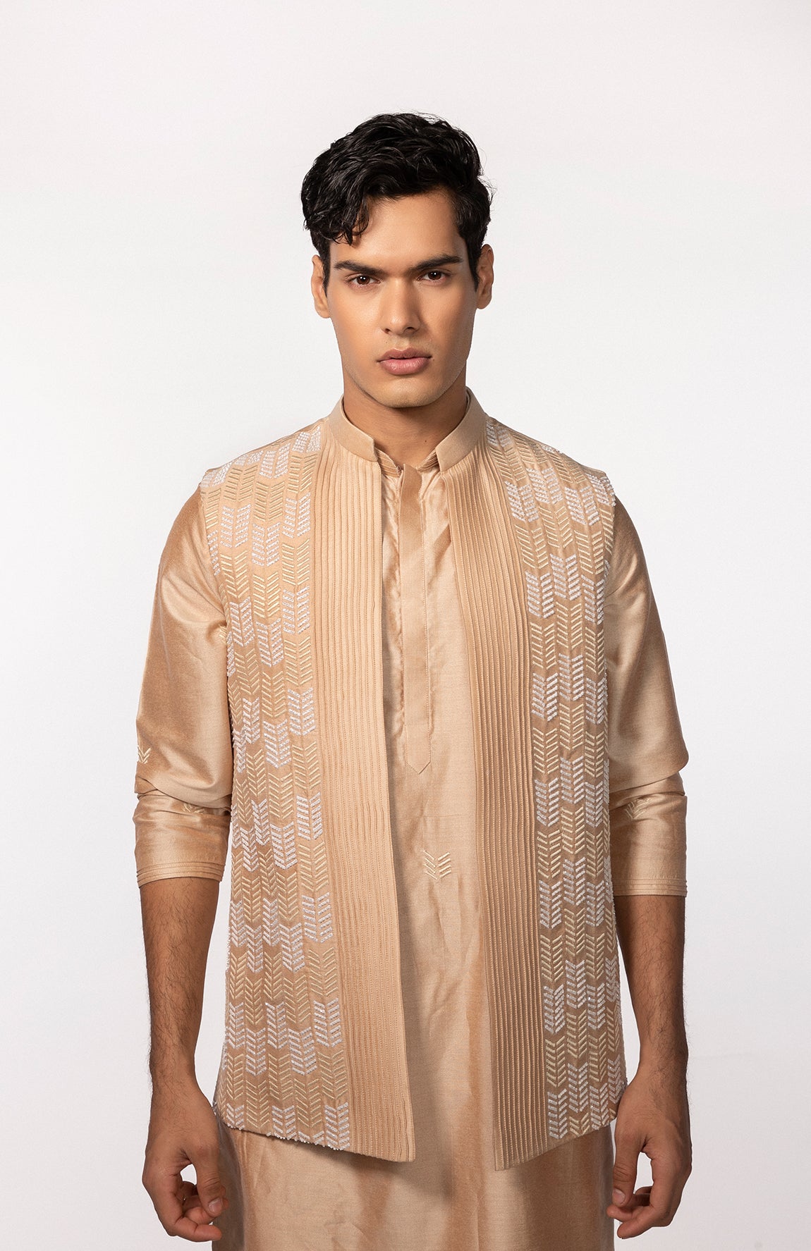 ROSEGOLD PINTUCK WITH EMBROIDERED BUNDI