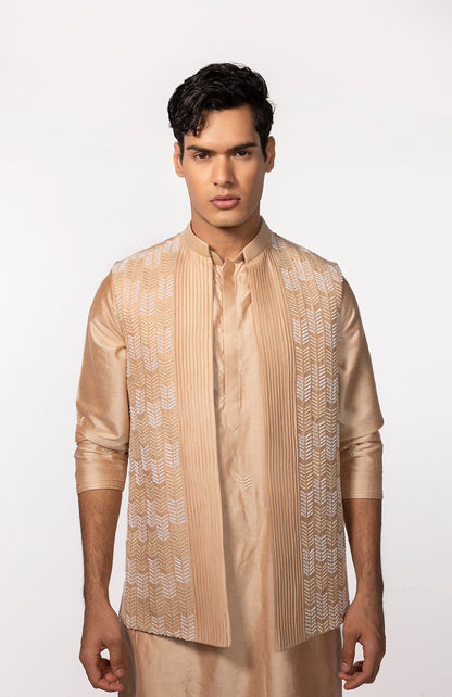 ROSEGOLD PINTUCK WITH EMBROIDERED BUNDI