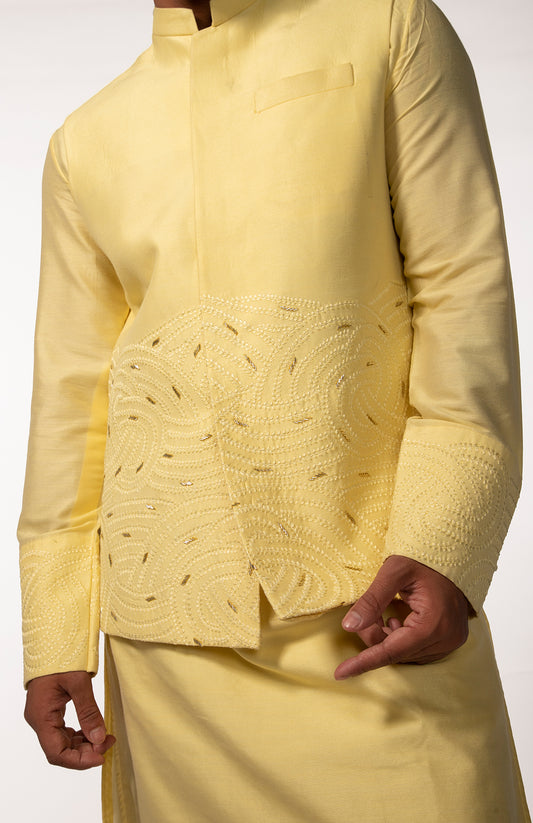 YELLOW EMBROIDERY BUNDI