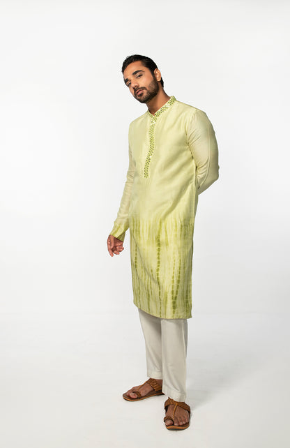GREEN TIE DYE MIRROR KURTA SET