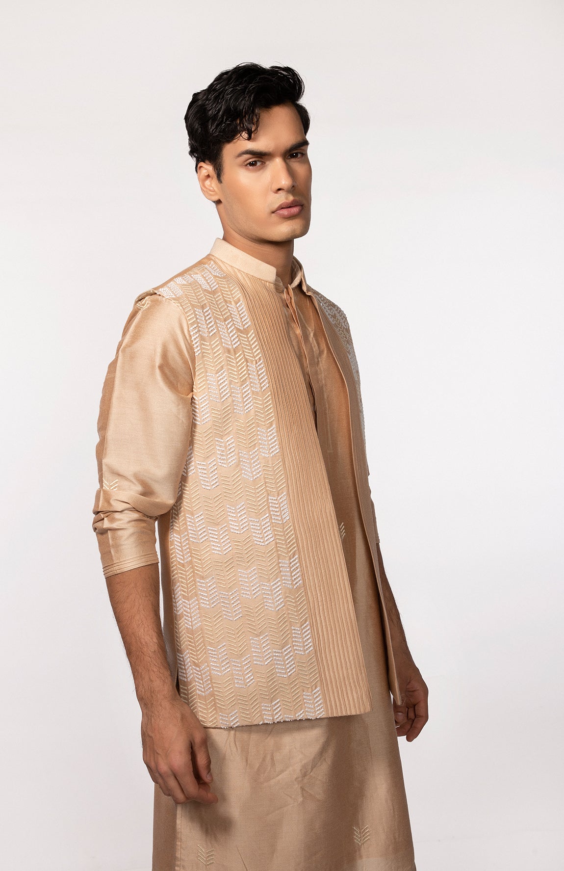 ROSEGOLD PINTUCK WITH EMBROIDERED BUNDI