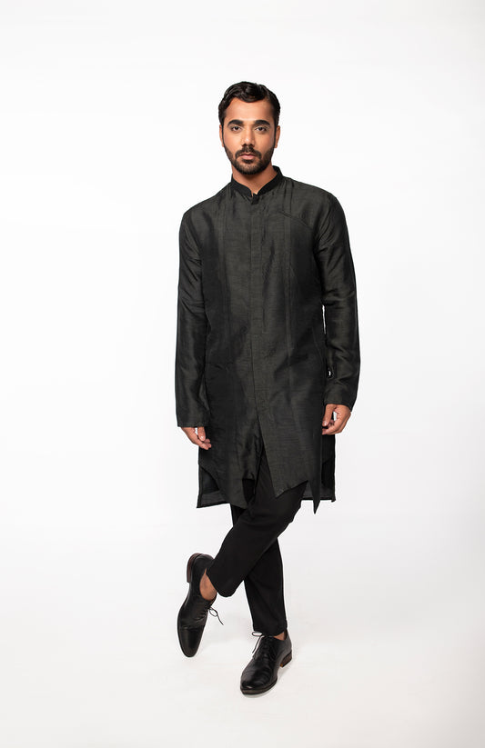 OLIVE FRONT OPEN KURTA SET