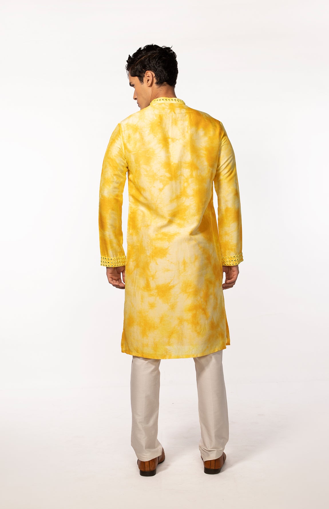 YELLOW TIE DYE MIRROR KURTA SET